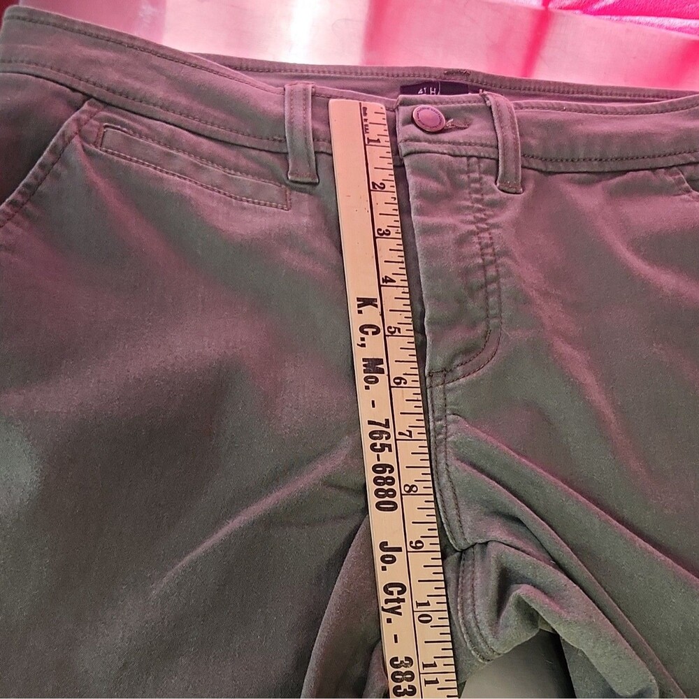41Hawthorn Women's Green Skinny Twill Pants Size 12 Stretch Pockets Flat Front - Picture 6 of 10